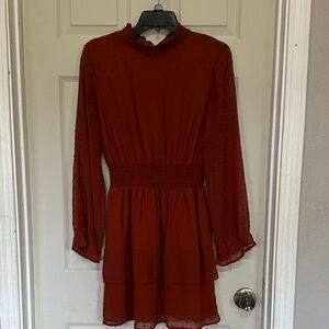 She + Sky Rust Long Sleeve Dress